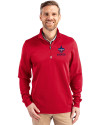 New Orleans Saints Americana Cutter & Buck Traverse Stretch Eco Quarter Zip Mens Pullover Red Front Thumbnail Image