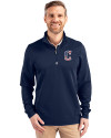 Cleveland Guardians Stars & Stripes Cutter & Buck Traverse Stretch Eco Quarter Zip Mens Pullover Liberty Navy Front Thumbnail Image