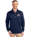 Arizona Diamondbacks Stars & Stripes Cutter & Buck Traverse Stretch Eco Quarter Zip Mens Pullover Liberty Navy Front Thumbnail Image