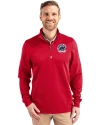 View image 4: Chicago Cubs Stars & Stripes Cutter & Buck Traverse Recycled Smooth Stretch Mens Quarter Zip Pullover Red Front