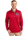 Chicago Cubs Stars & Stripes Cutter & Buck Traverse Stretch Eco Quarter Zip Mens Pullover Red Front Thumbnail Image