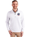 Chicago Cubs Stars & Stripes Cutter & Buck Traverse Stretch Eco Quarter Zip Mens Pullover White Front Thumbnail Image