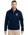 New York Mets Stars & Stripes Cutter & Buck Cascade Eco Fleece Mens Quarter Zip Jacket Navy Blue Front Thumbnail Image