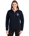 San Diego Padres Stars & Stripes Cutter & Buck Cascade Eco Fleece Womens Pullover Jacket Navy Blue Front Thumbnail Image