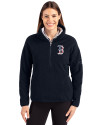 Boston Red Sox Stars & Stripes Cutter & Buck Cascade Eco Fleece Womens Pullover Jacket Navy Blue Front Thumbnail Image