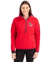 Tampa Bay Rays Stars & Stripes Cutter & Buck Cascade Eco Fleece Womens Pullover Jacket Red/Navy Blue Front Thumbnail Image