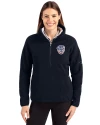 Milwaukee Brewers Stars & Stripes Cutter & Buck Cascade Eco Fleece Womens Pullover Jacket Navy Blue Front Thumbnail Image