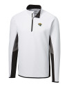 Jacksonville Jaguars Cutter & Buck Traverse Colorblock Stretch Quarter Zip Mens Pullover White Mannequin Thumbnail Image