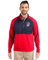 San Francisco Giants Stars & Stripes Cutter & Buck Adapt Eco Knit Hybrid Recycled Mens Quarter Zip Red/Navy Blue Front Thumbnail Image