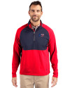 Tampa Bay Buccaneers Americana Cutter & Buck Adapt Eco Knit Hybrid Recycled Mens Quarter Zip Red/Navy Blue Front Thumbnail Image
