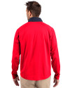 Seattle Seahawks Americana Cutter & Buck Adapt Eco Knit Hybrid Recycled Mens Quarter Zip Red/Navy Blue Back Thumbnail Image