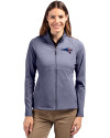 New England Patriots Americana Cutter & Buck Adapt Eco Knit Heather Recycled Womens Full Zip Navy Blue Heather Front Thumbnail Image