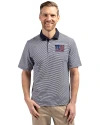 New York Giants Americana Cutter & Buck Virtue Eco Pique Micro Stripe Recycled Mens Big & Tall Polo Navy Blue/White Front Thumbnail Image