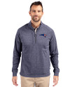 New England Patriots Americana Cutter & Buck Adapt Eco Knit Heather Mens Quarter Zip Pullover Navy Blue Heather Front Thumbnail Image