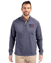 New York Giants Americana Cutter & Buck Adapt Eco Knit Heather Mens Big & Tall Quarter Zip Pullover Navy Blue Heather Front Thumbnail Image