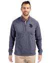 Minnesota Vikings Americana Cutter & Buck Adapt Eco Knit Heather Mens Big & Tall Quarter Zip Pullover Navy Blue Heather Front Thumbnail Image