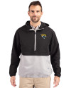 Jacksonville Jaguars Cutter & Buck Charter Eco Recycled Mens Anorak Jacket Black/Polished Front Thumbnail Image
