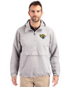 Jacksonville Jaguars Cutter & Buck Charter Eco Recycled Mens Anorak Jacket Polished Medium Gray Front Thumbnail Image