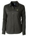 Jacksonville Jaguars Cutter & Buck Versatech Geo Dobby Stretch Womens Long Sleeve Dress Shirt Black Mannequin Thumbnail Image