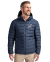 Miami Marlins Stars & Stripes Cutter & Buck Mission Ridge Repreve® Eco Insulated Mens Puffer Jacket Navy Blue Front Thumbnail Image