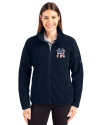 New York Yankees Stars & Stripes Cutter & Buck Cascade Eco Fleece Womens Full Zip Jacket Navy Blue Front Thumbnail Image