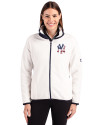 New York Yankees Stars & Stripes Cutter & Buck Cascade Eco Fleece Womens Full Zip Jacket Shell/Navy Blue Front Thumbnail Image