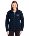 New York Giants Americana Cutter & Buck Cascade Eco Fleece Womens Full Zip Jacket Navy Blue Front Thumbnail Image