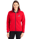 Atlanta Braves Stars & Stripes Cutter & Buck Cascade Eco Fleece Womens Full Zip Jacket Red/Navy Blue Front Thumbnail Image