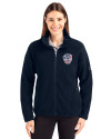 View image 1: Milwaukee Brewers Stars & Stripes Cutter & Buck Cascade Epic Comfort Recycled Sherpa Fleece Womens Full Zip Jacket Navy Blue Front