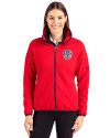 Milwaukee Brewers Stars & Stripes Cutter & Buck Cascade Eco Fleece Womens Full Zip Jacket Red/Navy Blue Front Thumbnail Image