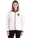 Milwaukee Brewers Stars & Stripes Cutter & Buck Cascade Eco Fleece Womens Full Zip Jacket Shell/Navy Blue Front Thumbnail Image