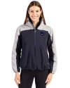 Minnesota Vikings Americana Cutter & Buck Charter Eco Recycled Womens Anorak Jacket Navy Blue/Polished Front Thumbnail Image