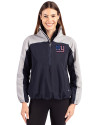 New York Giants Americana Cutter & Buck Charter Eco Recycled Womens Anorak Jacket Navy Blue/Polished Front Thumbnail Image