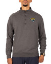 Jacksonville Jaguars Cutter & Buck Saturday Cotton Blend Mens Big and Tall  Mock Pullover Sweatshirt Charcoal Heather Front Thumbnail Image