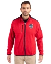 Milwaukee Brewers Stars & Stripes Cutter & Buck Cascade Eco Sherpa Mens Big & Tall Fleece Jacket Red/Navy Blue Front Thumbnail Image