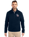 Tampa Bay Rays Stars & Stripes Cutter & Buck Cascade Eco Sherpa Fleece Mens Big & Tall Quarter Zip Jacket Navy Blue Front Thumbnail Image
