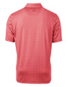 Cleveland Guardians - Cutter & Buck Pike Banner Print Stretch Mens Polo Cardinal Red Mannequin Back Thumbnail Image
