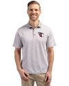 Cleveland Guardians Cutter & Buck Virtue Eco Pique Micro Stripe Recycled Mens Polo Polished/White Front Thumbnail Image