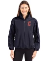 View image 1: Cleveland Guardians - Cutter & Buck Charter Recycled Packable Womens Half Zip Anorak Jacket Navy Blue Front