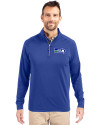 View image 7: Seattle Seahawks Historic Cutter & Buck Adapt Recycled Soft Knit Stretch  Mens Quarter Zip Pullover Tour Blue Front