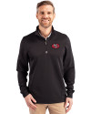 San Francisco 49ers Historic Cutter & Buck Traverse Stretch Eco Quarter Zip Mens Big and Tall Pullover Black Front Thumbnail Image