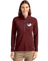 Arizona Cardinals Historic Cutter & Buck Adapt Eco Knit Stretch Recycled Womens Half Zip Pullover Bordeaux Front Thumbnail Image