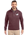 Arizona Cardinals Historic Cutter & Buck Mainsail Sweater-Knit Mens Half Zip Pullover Jacket Bordeaux Heather Front Thumbnail Image