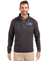View image 1: Seattle Seahawks Historic Cutter & Buck Mainsail Sweater-Knit Mens Half Zip Jacket Charcoal Heather Front