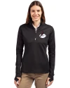 Arizona Cardinals Historic Cutter & Buck Traverse Stretch Eco Quarter Zip Womens Pullover Black Front Thumbnail Image