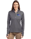 Seattle Seahawks Historic Cutter & Buck Traverse Stretch Eco Quarter Zip Womens Pullover Elemental Grey Front Thumbnail Image