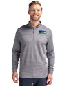 Seattle Seahawks Historic Cutter & Buck Traverse Stretch Eco Stripe Quarter Zip Mens Pullover Elemental Grey Front Thumbnail Image