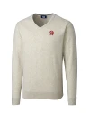 Tampa Bay Buccaneers Historic Cutter & Buck Lakemont Tri-Blend Mens V-Neck Pullover Sweater Oatmeal Heather Mannequin Thumbnail Image