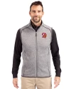 Tampa Bay Buccaneers Historic Cutter & Buck Mainsail Sweater-Knit Mens Full Zip Vest Polished Heather Front Thumbnail Image