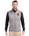 Pittsburgh Steelers Historic Cutter & Buck Mainsail Sweater-Knit Mens Full Zip Vest Polished Heather Front Thumbnail Image
